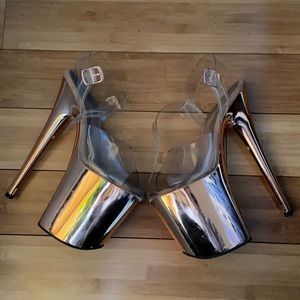 Rose Gold Pleaser Heels 8”